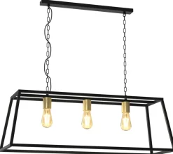 Lampa Wisząca FRAME Czarny Złoty 3xE27 * Luminex Outlet