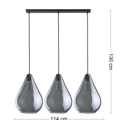 Lampa Wisząca FUENTE Czarny Grafitowy Szklane Klosze 3xE27 * TK Lighting New