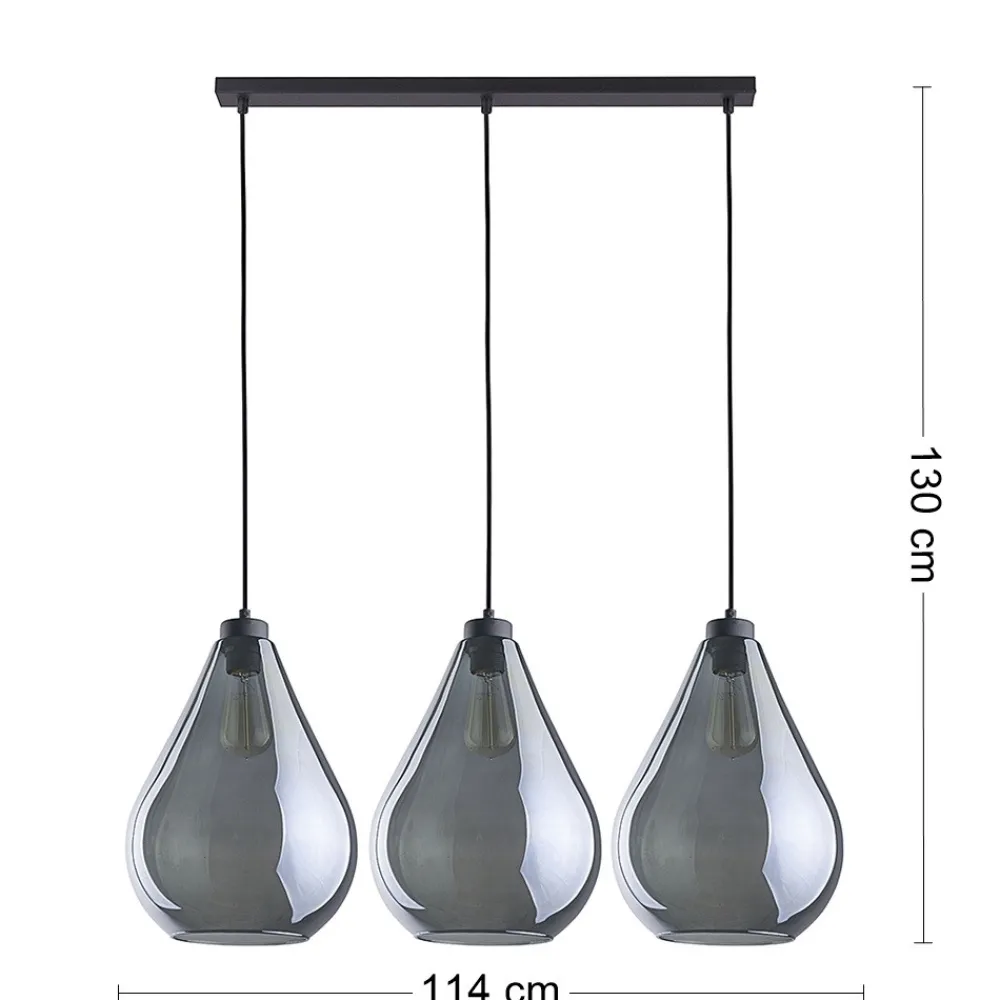 Lampa Wisząca FUENTE Czarny Grafitowy Szklane Klosze 3xE27 * TK Lighting New