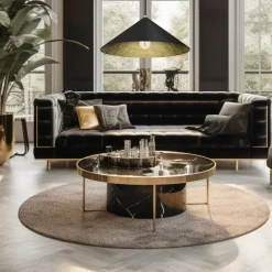 Lampa Wisząca FUJI Czarny Złoty Kompozyt 1xE27 50cm * Eko-light Sale