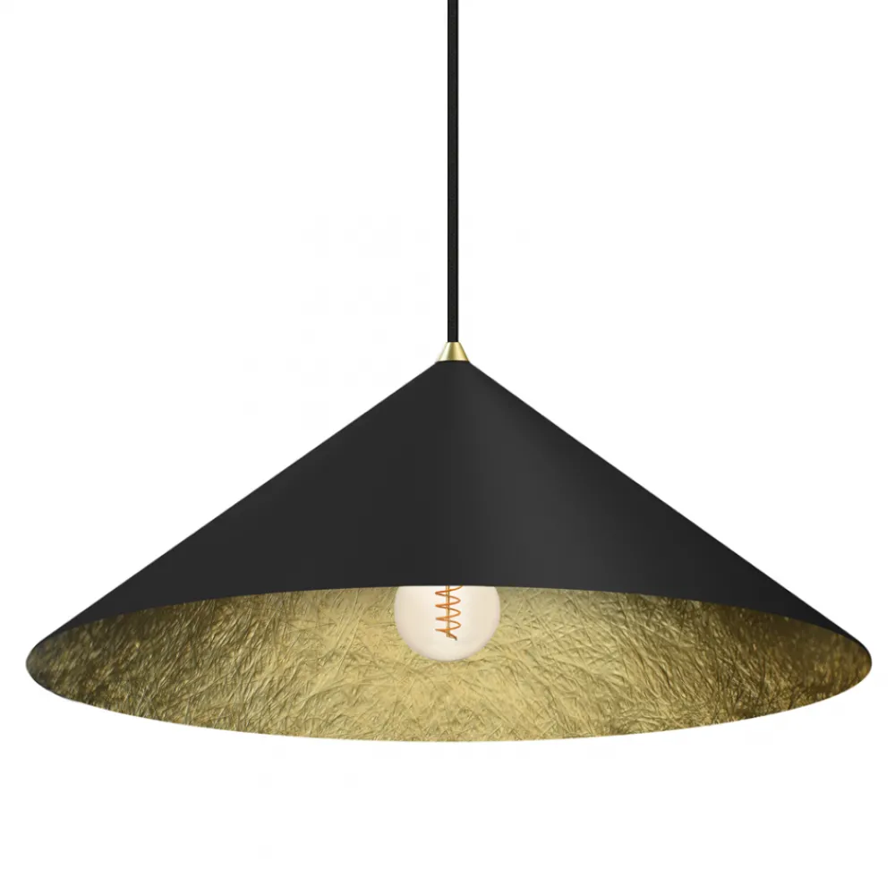 Lampa Wisząca FUJI Czarny Złoty Kompozyt 1xE27 50cm * Eko-light Sale