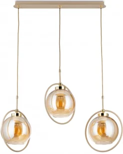 Lampa Wisząca Galaxy Beżowa Szkło 3xE27 85 cm * HowHomely Discount