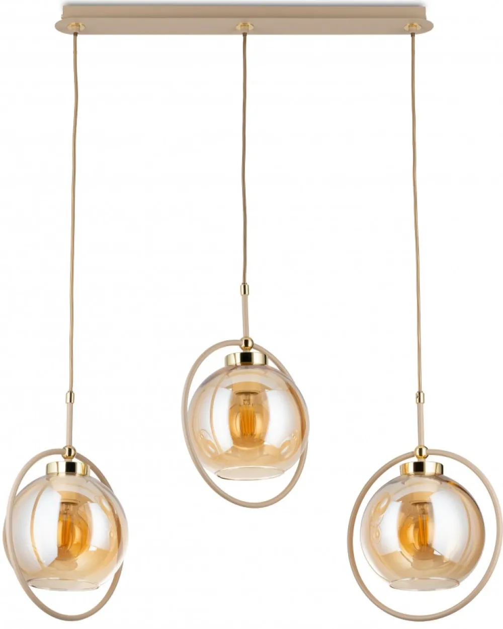 Lampa Wisząca Galaxy Beżowa Szkło 3xE27 85 cm * HowHomely Discount