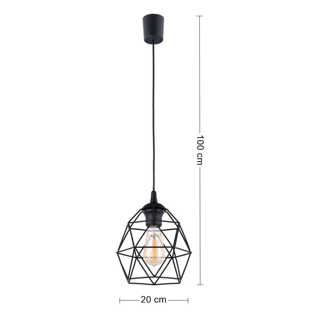 Lampa Wisząca GALAXY Czarny Metalowy Klosz 1xE27 20cm K * TK Lighting Sale