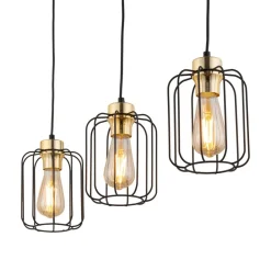 Lampa Wisząca GALAXY NEW Czarny Złoty Metalowe Klosze 3xE27 * TK Lighting Online