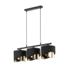 Lampa Wisząca GRANT Czarny Złoty Abażury Listwa 3xE27 * TK Lighting Clearance