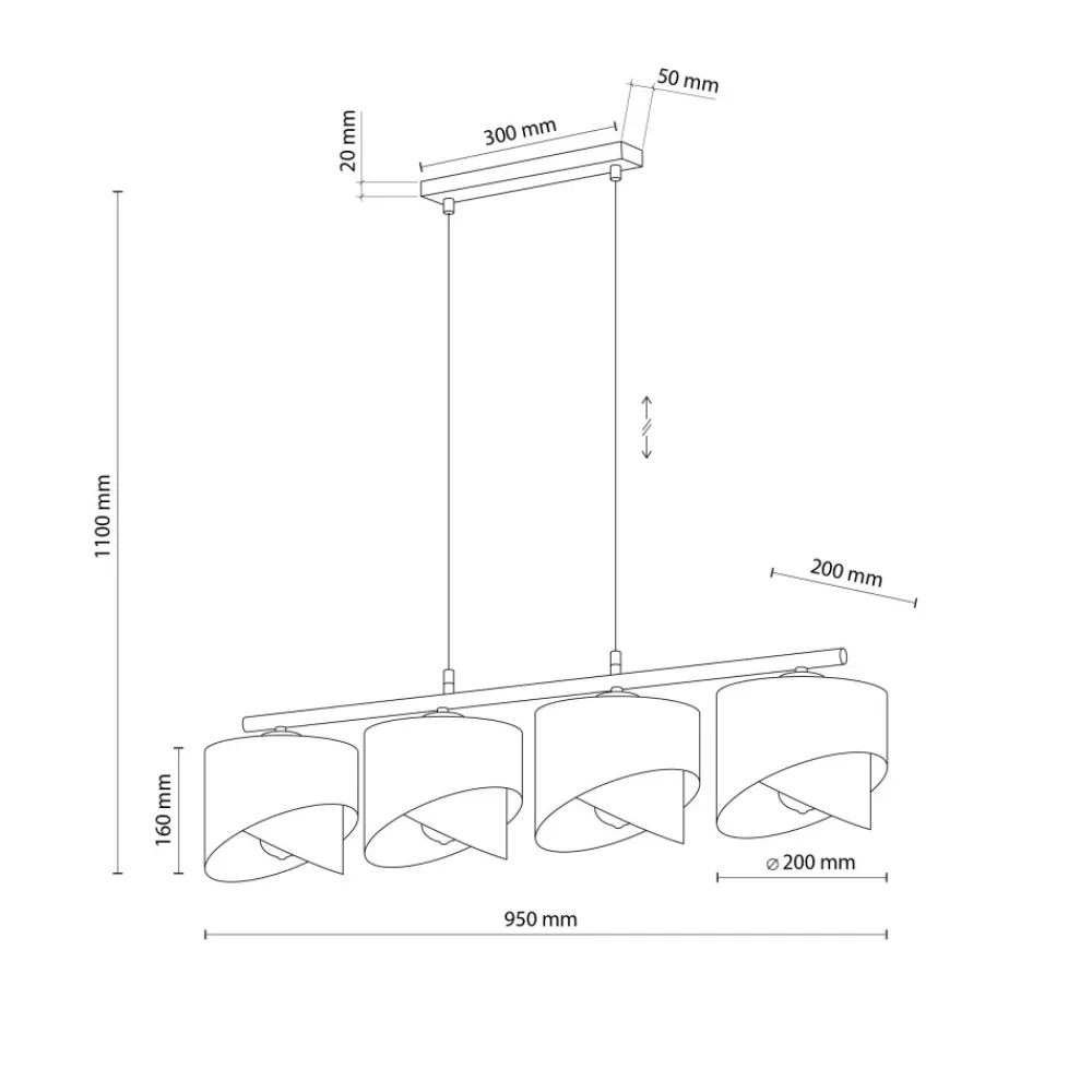 Lampa Wisząca GRANT Czarny Złoty Abażury 4xE27 * TK Lighting Online
