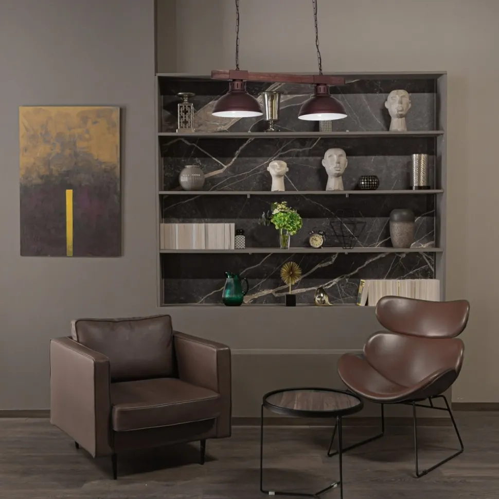 Lampa Wisząca HAKON Ciemny Brąz Metalowy Klosz 2xE27