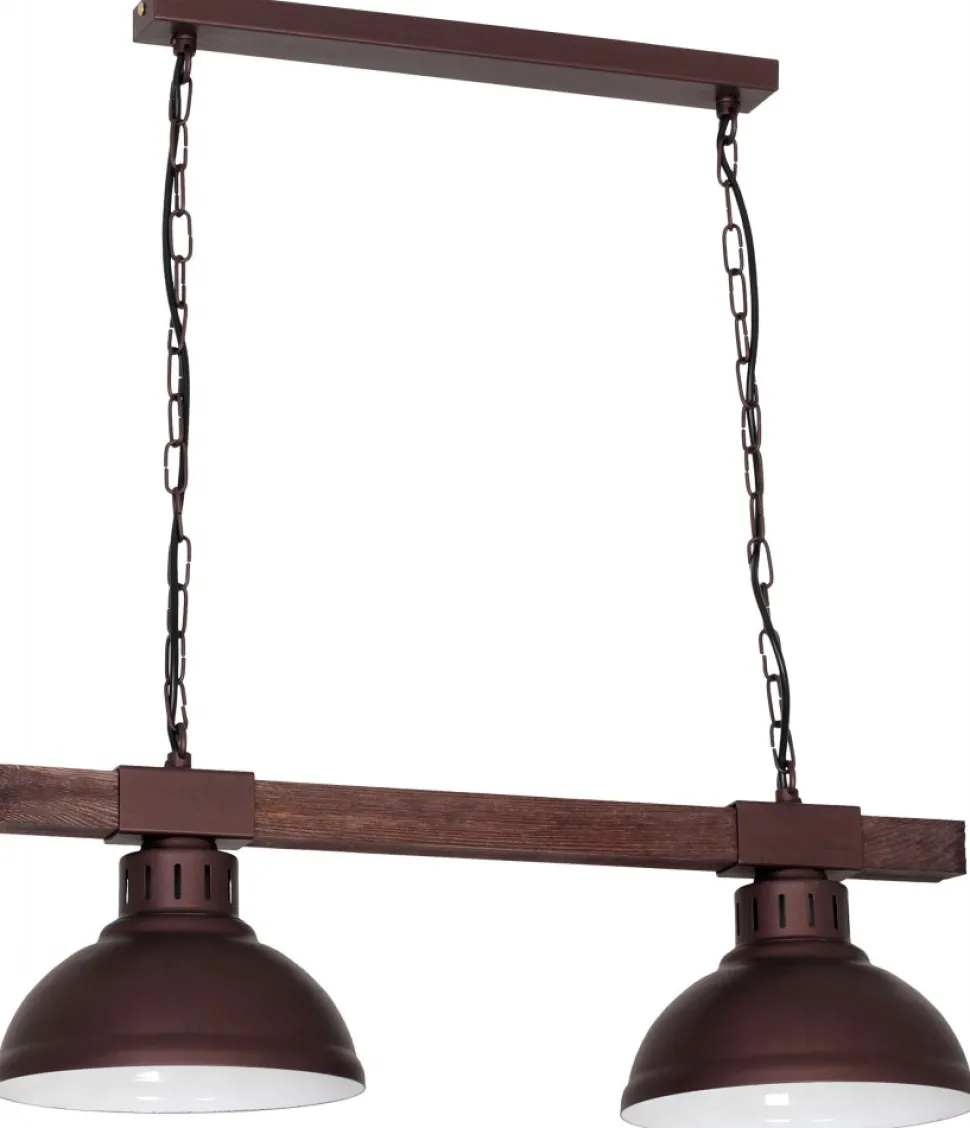 Lampa Wisząca HAKON Ciemny Brąz Metalowy Klosz 2xE27