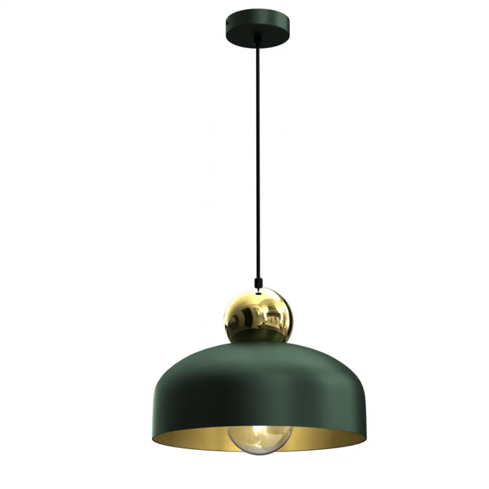 Lampa Wisząca HARALD Zielony Złoty Metalowy Klosz 1xE27 30cm * Eko-light Clearance
