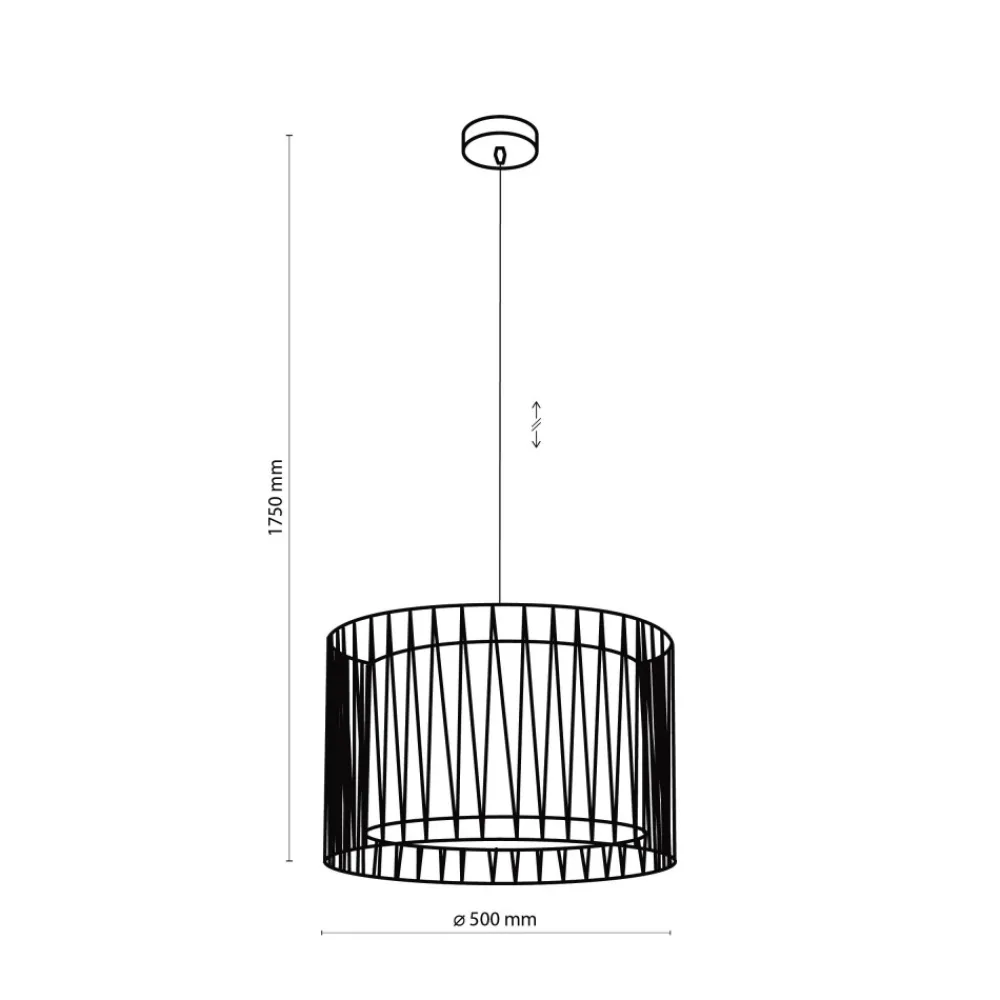Lampa Wisząca HARMONY Czarny Abażur 3xE27 50cm * TK Lighting