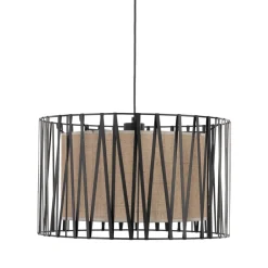Lampa Wisząca HARMONY Czarny Beżowy Abażur 3xE27 50cm * TK Lighting Clearance