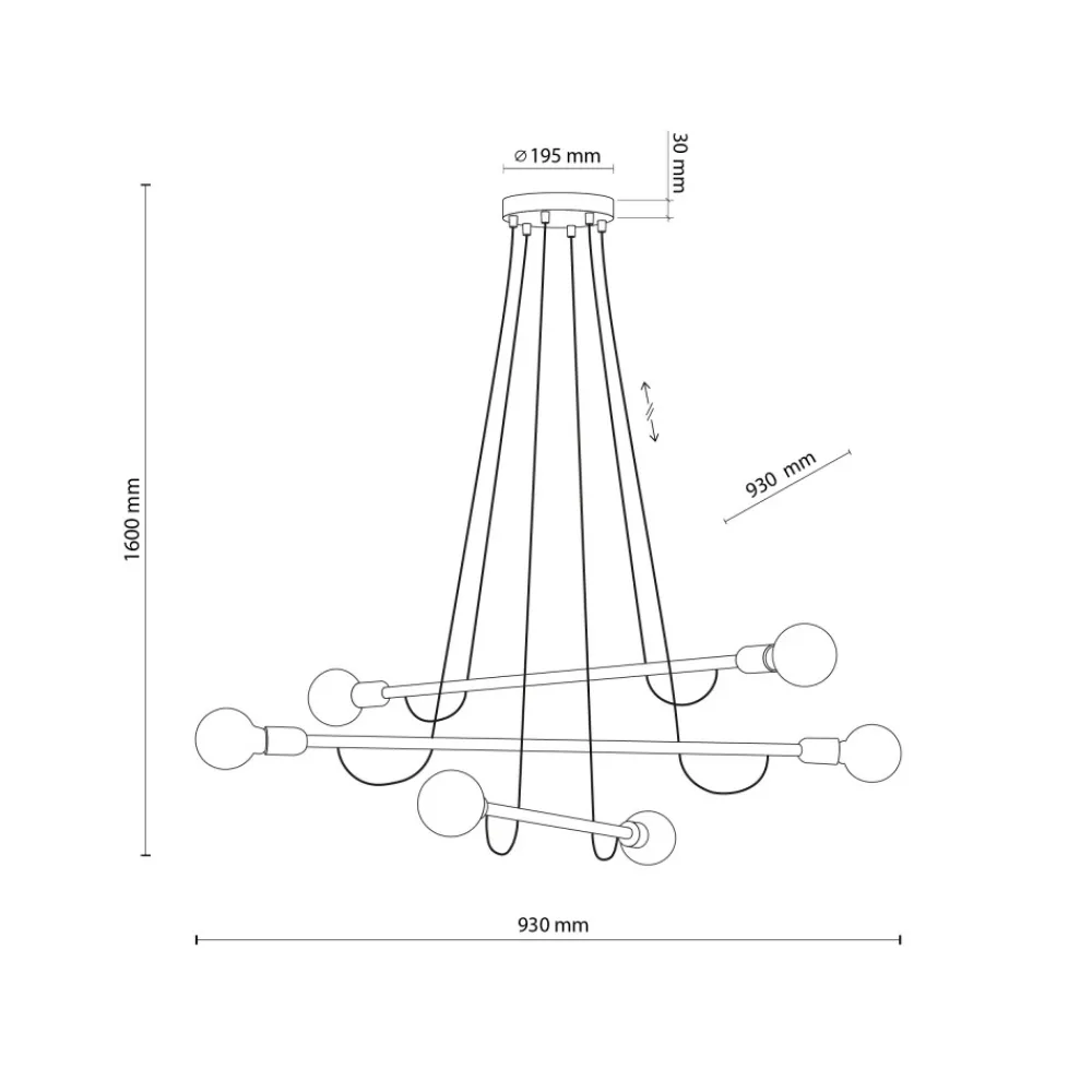 Lampa Wisząca HELIX Czarny Orzech Drewno Loft 6xE27 * TK Lighting New