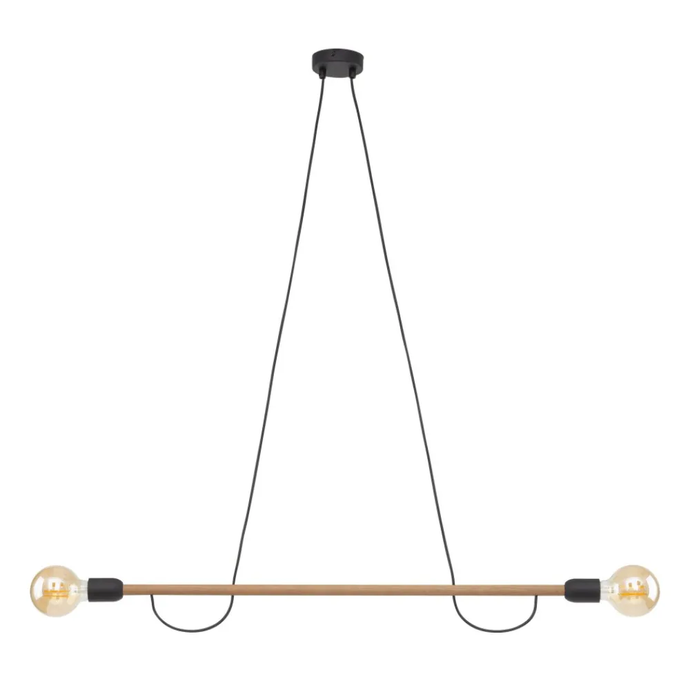 Lampa Wisząca HELIX Czarny Orzech Drewno Loft 2xE27 * TK Lighting New