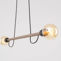 Lampa Wisząca HELIX Czarny Orzech Drewno Loft 2xE27 * TK Lighting New