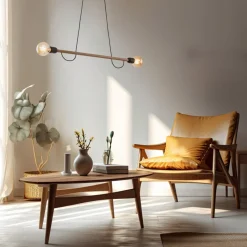 Lampa Wisząca HELIX Czarny Orzech Drewno Loft 2xE27 * TK Lighting New