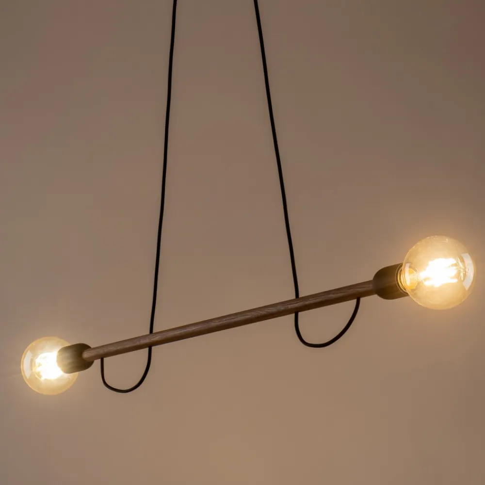 Lampa Wisząca HELIX Czarny Orzech Drewno Loft 2xE27 * TK Lighting New