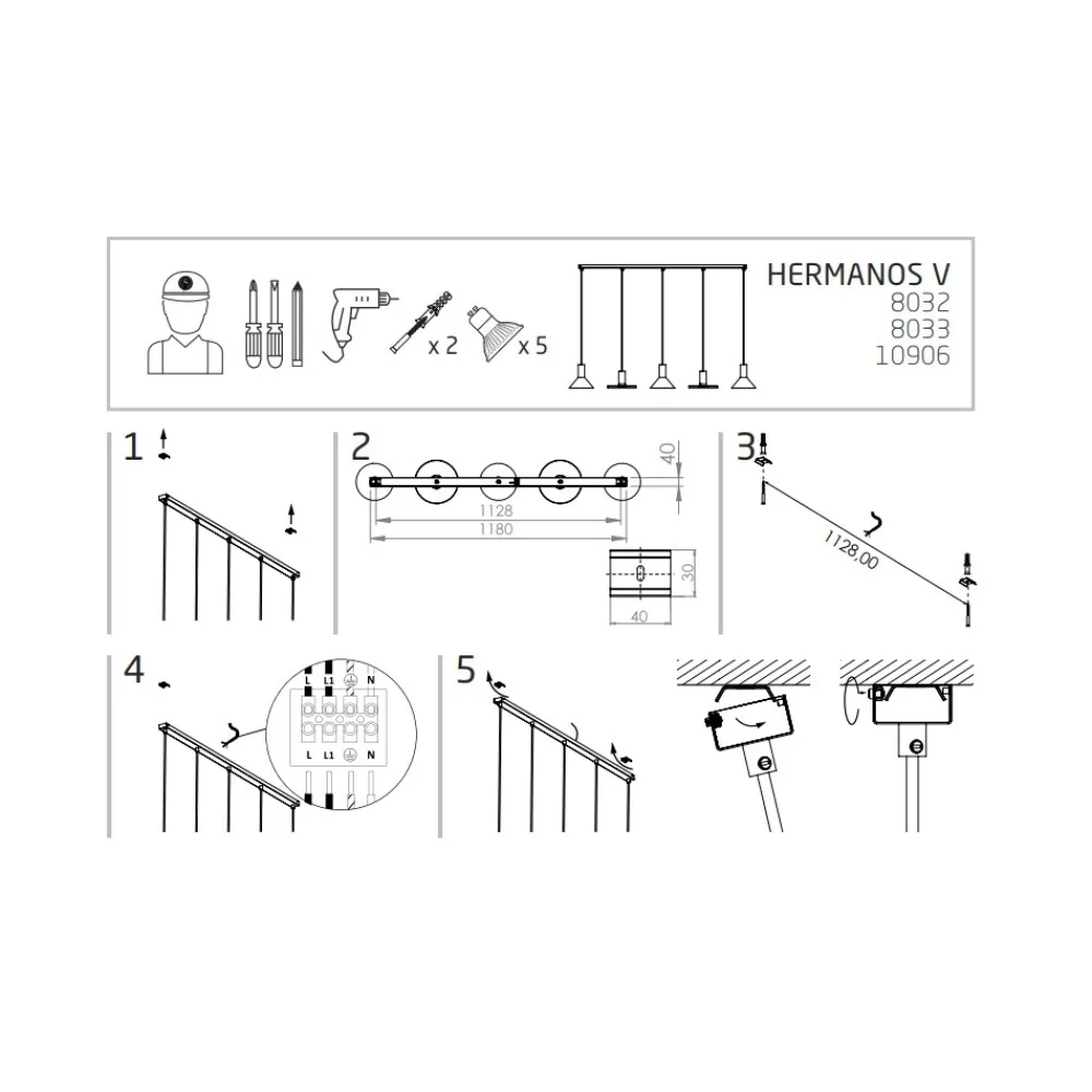Lampa Wisząca HERMANOS Czarny 5xGU10 * Nowodvorski Clearance