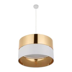 Lampa Wisząca HILTON Biały Złoty Abażur 1xE27 50cm * TK Lighting New