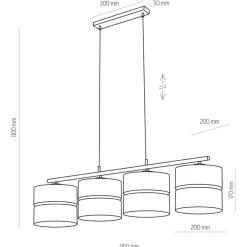 Lampa Wisząca HILTON Czarny Złoty Abażury 4xE27 * TK Lighting Online