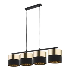 Lampa Wisząca HILTON Czarny Złoty Abażury 4xE27 * TK Lighting Online