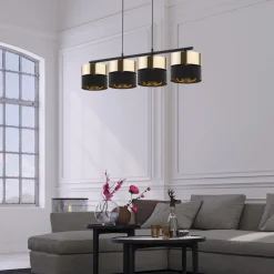 Lampa Wisząca HILTON Czarny Złoty Abażury 4xE27 * TK Lighting Online