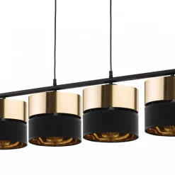 Lampa Wisząca HILTON Czarny Złoty Abażury 4xE27 * TK Lighting Online