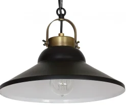 Lampa Wisząca IRON Czarny Biały Metalowy Klosz 1xE27 31cm * Luminex Best