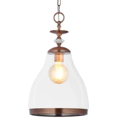 Lampa Wisząca ISLA Miedziany Transparentny Szklany Klosz 1xE27 29 cm * Jupiter