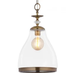 Lampa Wisząca ISLA Patyna Transparentny Szklany Klosz 1xE27 29 cm * Jupiter New