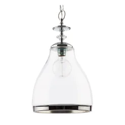 Lampa Wisząca ISLA Srebrny Transparentny Szklany Klosz 1xE27 29 cm * Jupiter Hot