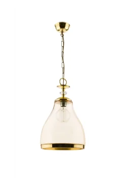 Lampa Wisząca ISLA Złoty Bursztynowy Szklany Klosz 1xE27 29 cm * Jupiter Best