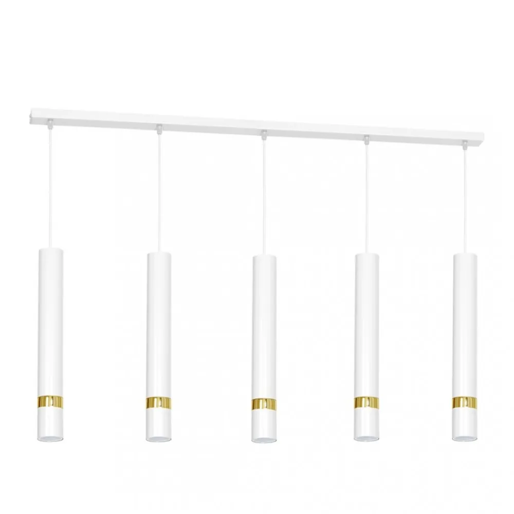 Lampa Wisząca JOKER Biały Złoty 5xGU10 * Eko-light New