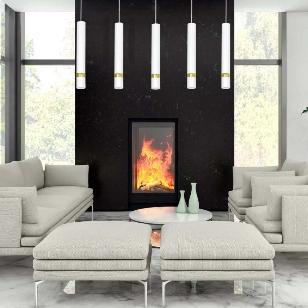 Lampa Wisząca JOKER Biały Złoty 5xGU10 * Eko-light New