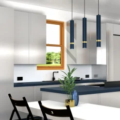 Lampa Wisząca JOKER Niebieski Złoty Tuby 3xGU10 * Eko-light Outlet