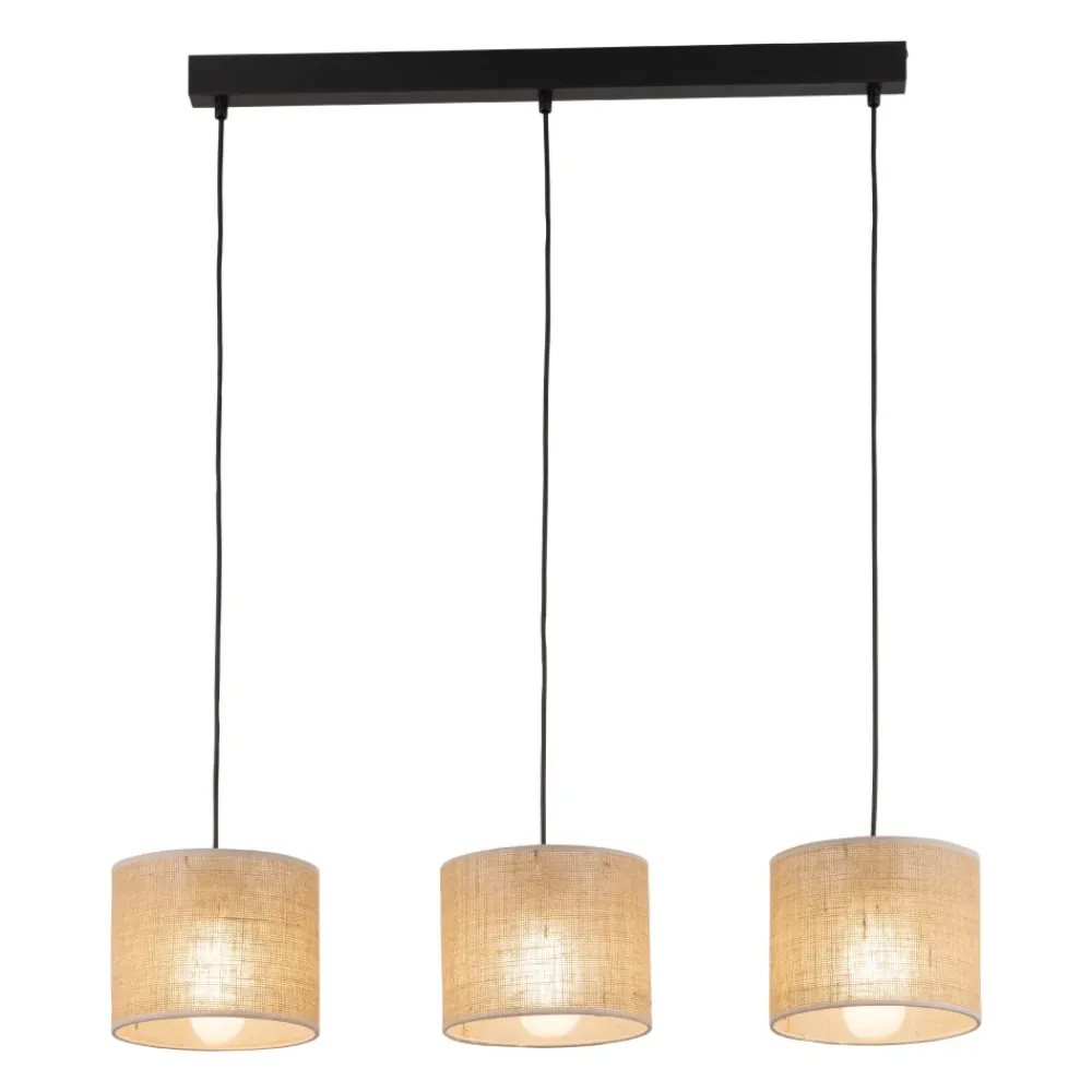 Lampa Wisząca JUTA Czarny Brązowy Boho Abażury 3xE27 * TK Lighting