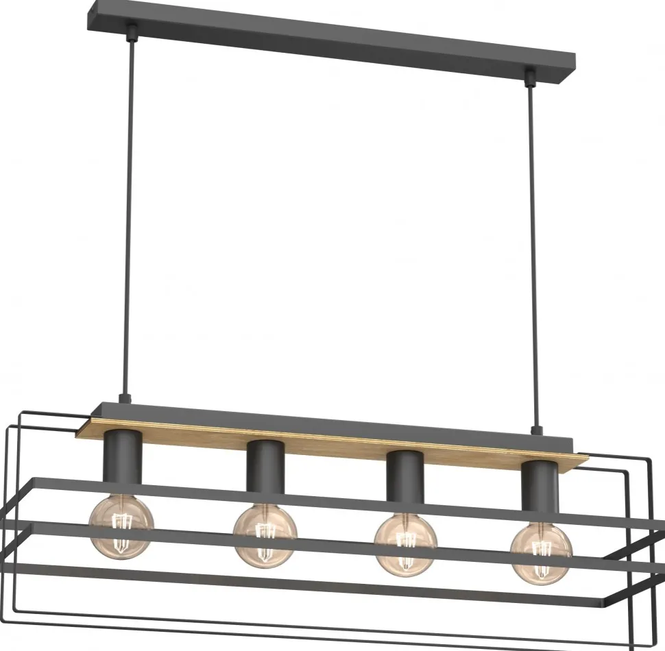 Lampa Wisząca KORTEZ Czarny Brązowy 4xE27
