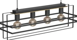 Lampa Wisząca KORTEZ Czarny Brązowy 4xE27