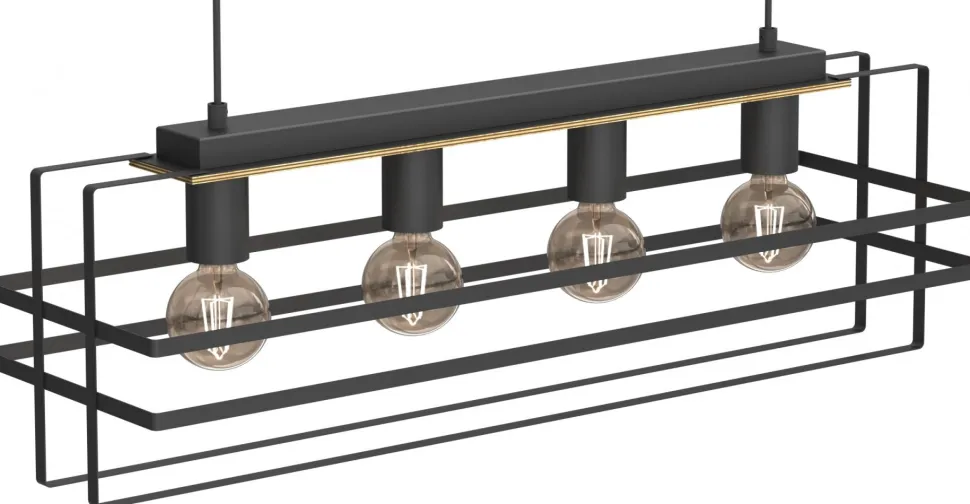 Lampa Wisząca KORTEZ Czarny Brązowy 4xE27