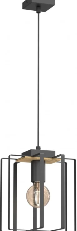 Lampa Wisząca KORTEZ Czarny Brązowy 1xE27 22cm