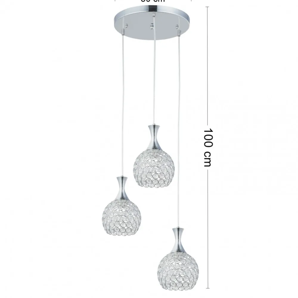 Lampa wisząca kryształowe klosze Crystal I 3xE27 * HowHomely Outlet