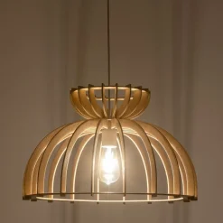 Lampa Wisząca KYMI Brązowy Drewniany Klosz 1xE27 48cm * Nowodvorski Best