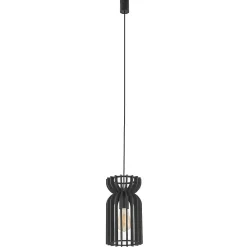 Lampa Wisząca KYMI Czarny Drewniany Klosz 1xE27 16cm * Nowodvorski Discount