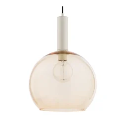 Lampa Wisząca LAF Biały Bursztynowy Szklany Klosz 1xE27 30 cm * Jupiter Outlet