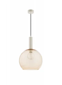 Lampa Wisząca LAF Biały Bursztynowy Szklany Klosz 1xE27 30 cm * Jupiter Outlet