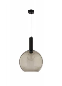 Lampa Wisząca LAF Czarny Dymiony Szklany Klosz 1xE27 30 cm * Jupiter Best
