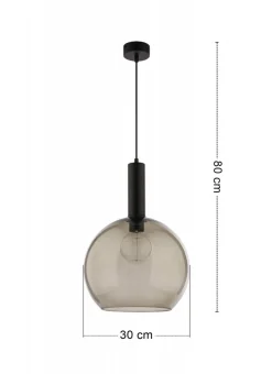 Lampa Wisząca LAF Czarny Dymiony Szklany Klosz 1xE27 30 cm * Jupiter Best