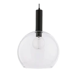 Lampa Wisząca LAF Czarny Transparentny Szklany Klosz 1xE27 30 cm * Jupiter Best