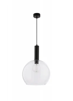 Lampa Wisząca LAF Czarny Transparentny Szklany Klosz 1xE27 30 cm * Jupiter Best