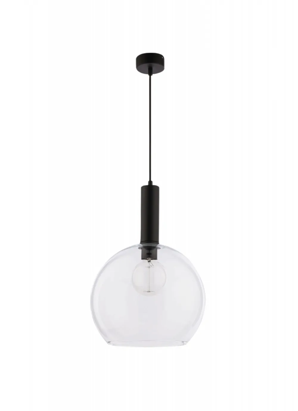 Lampa Wisząca LAF Czarny Transparentny Szklany Klosz 1xE27 30 cm * Jupiter Best